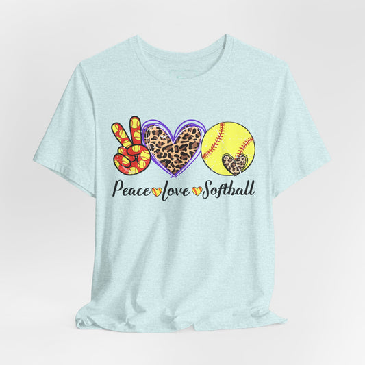 Peace Love Softball T Shirt (Light)