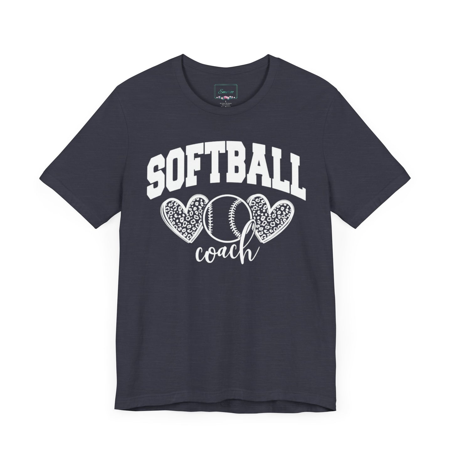 Softball Coach Hearts T Shirt (Light 3)
