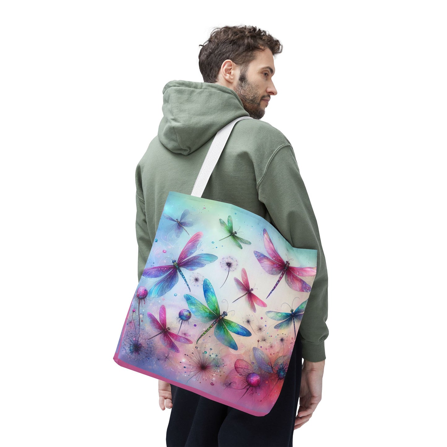 Dragonfly Tote Bag with Pastel Watercolor Design