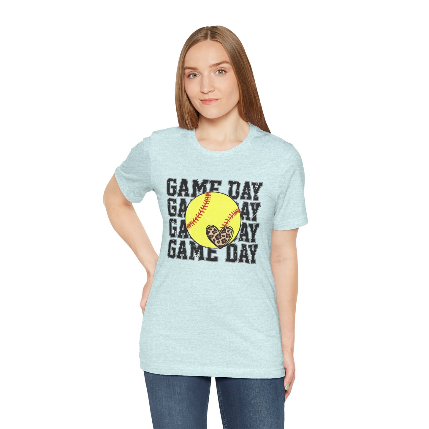 Softball Game Day Heart T Shirt (Light)