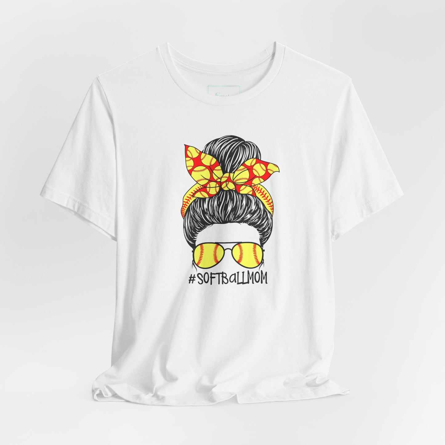 Softball Mom Messy Bun and Glasses T Shirt (Light)