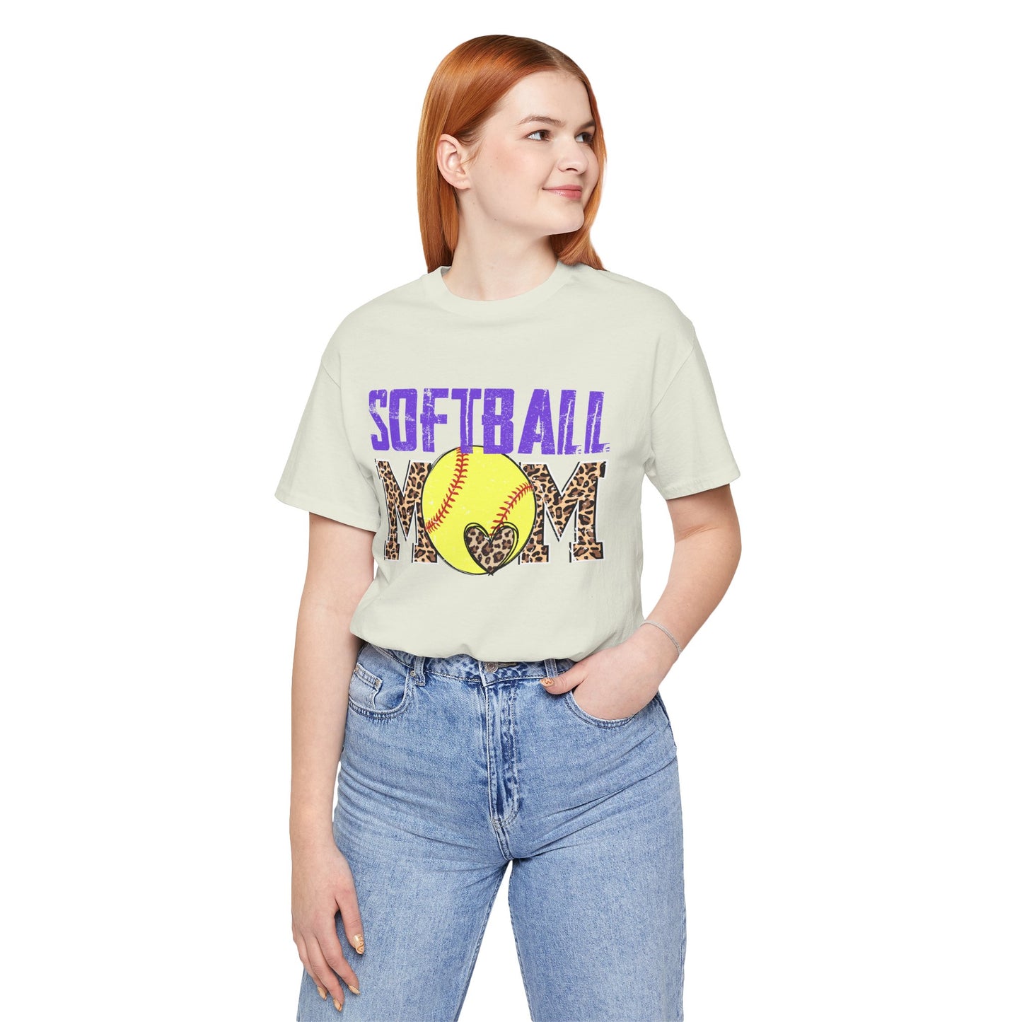 Leopard Softball Mom T Shirt (Light)