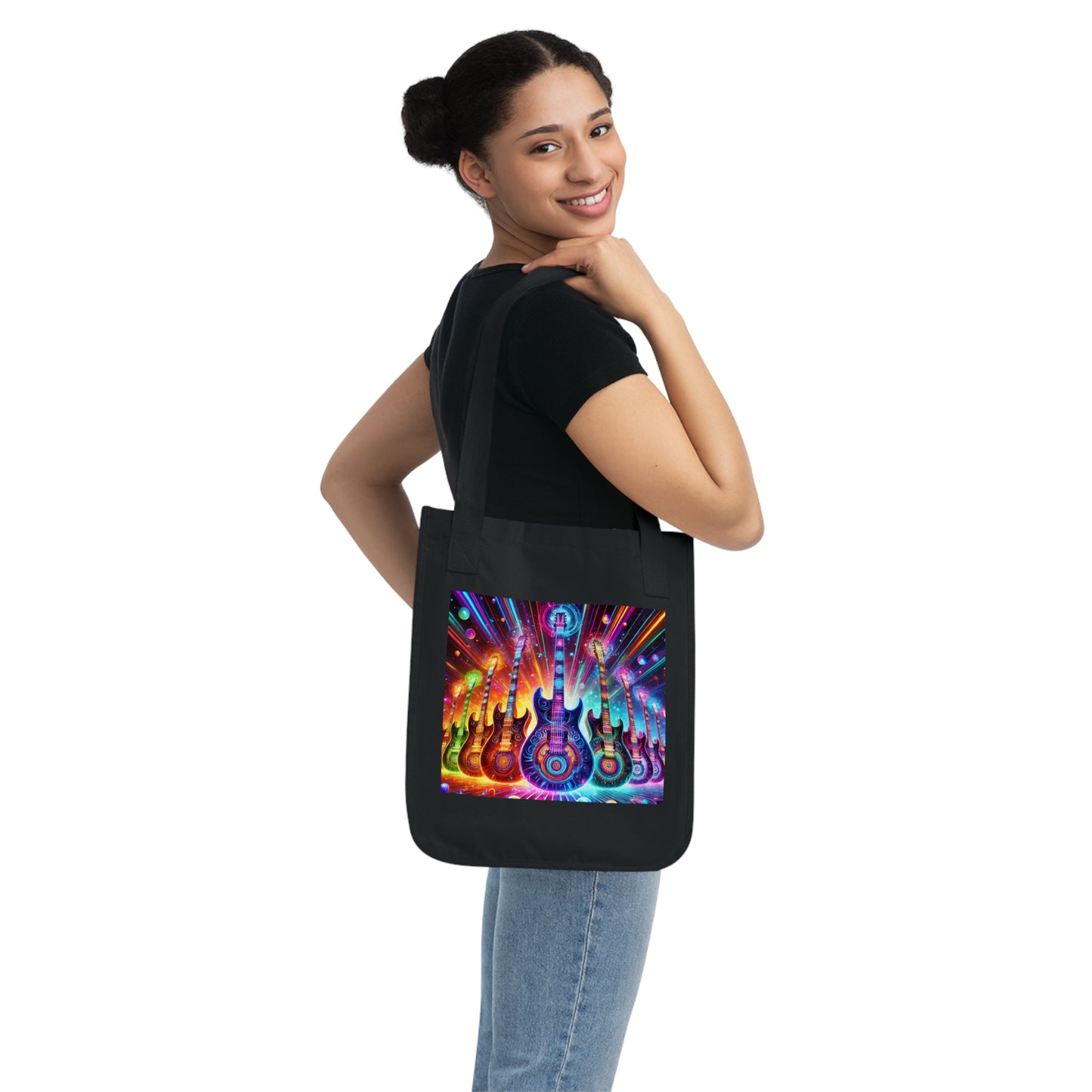 Retro Guitar Organic Canvas Tote Bag