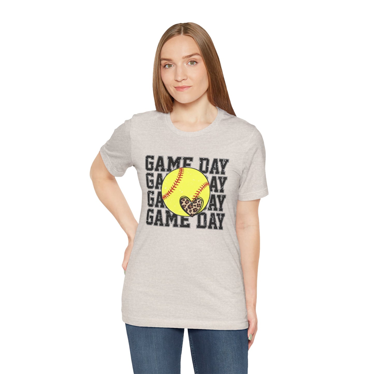 Softball Game Day Heart T Shirt (Light)