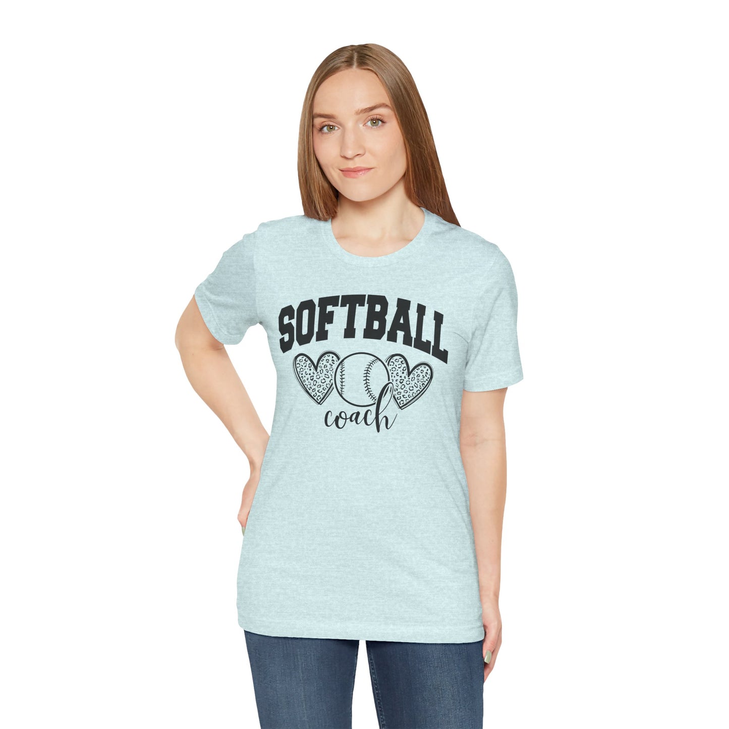 Softball Coach Hearts T Shirt (Light)