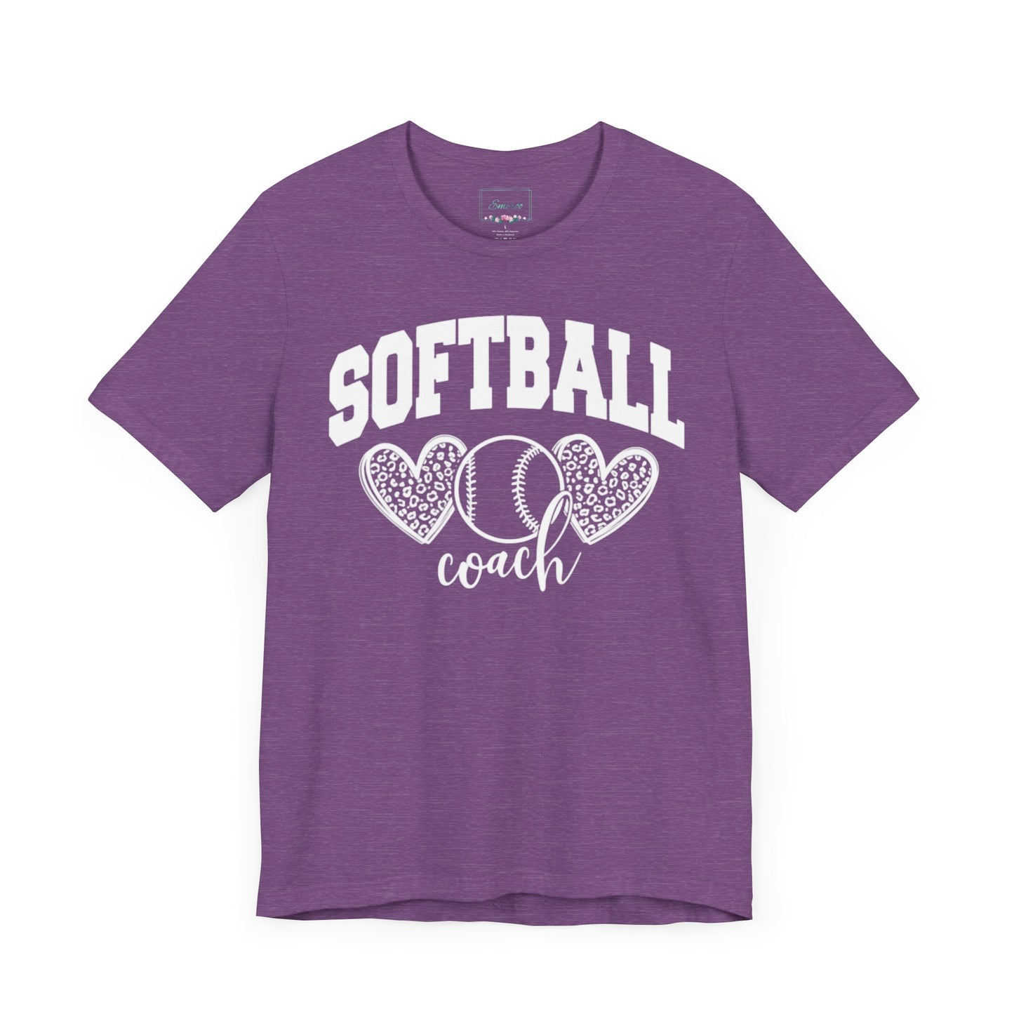 Softball Coach Hearts T Shirt (Light 3)