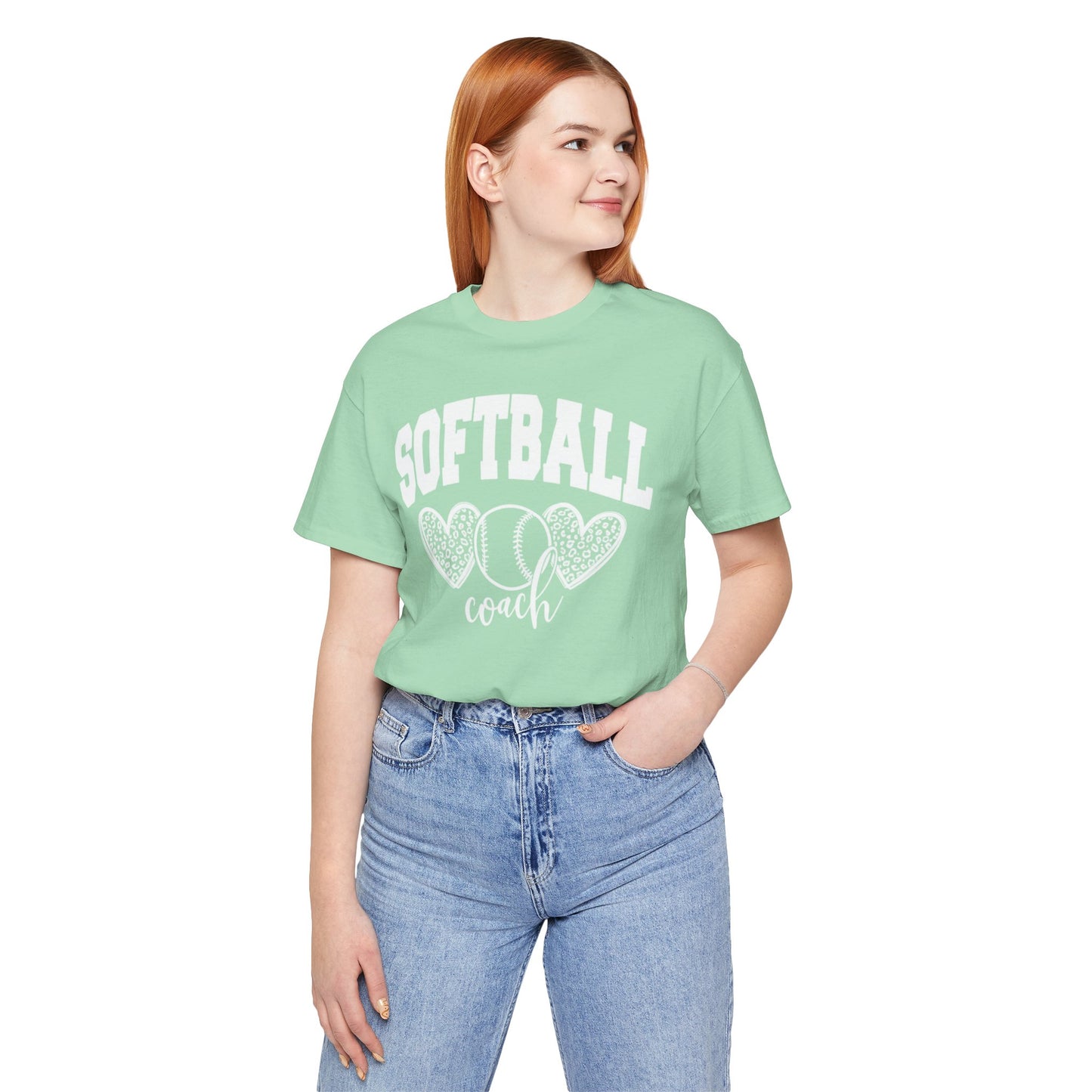 Softball Coach Hearts T Shirt (Light 3)