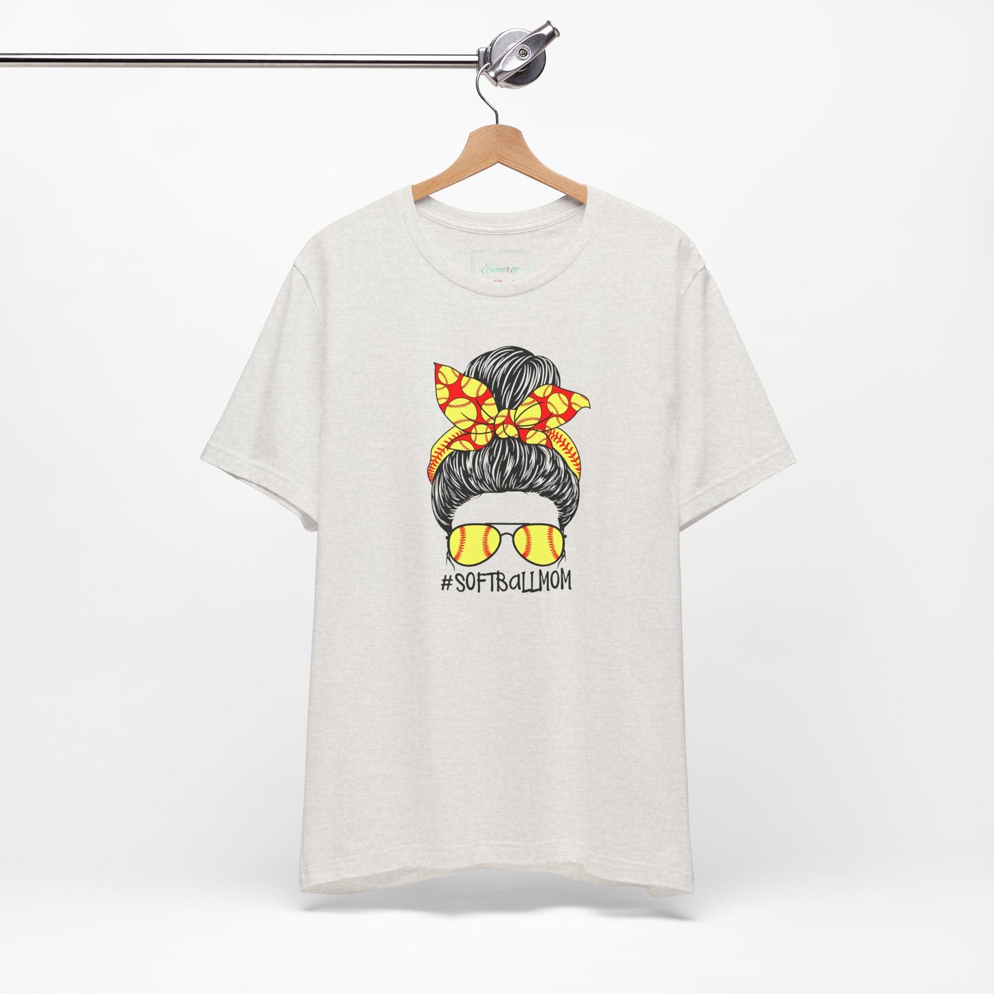 Softball Mom Messy Bun and Glasses T Shirt (Light)