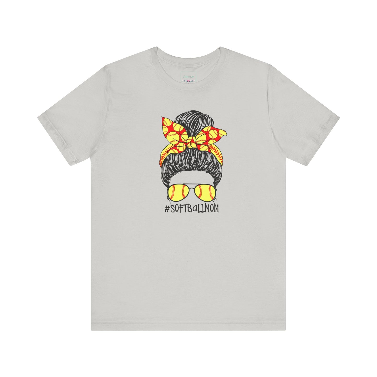 Softball Mom Messy Bun and Glasses T Shirt (Light)