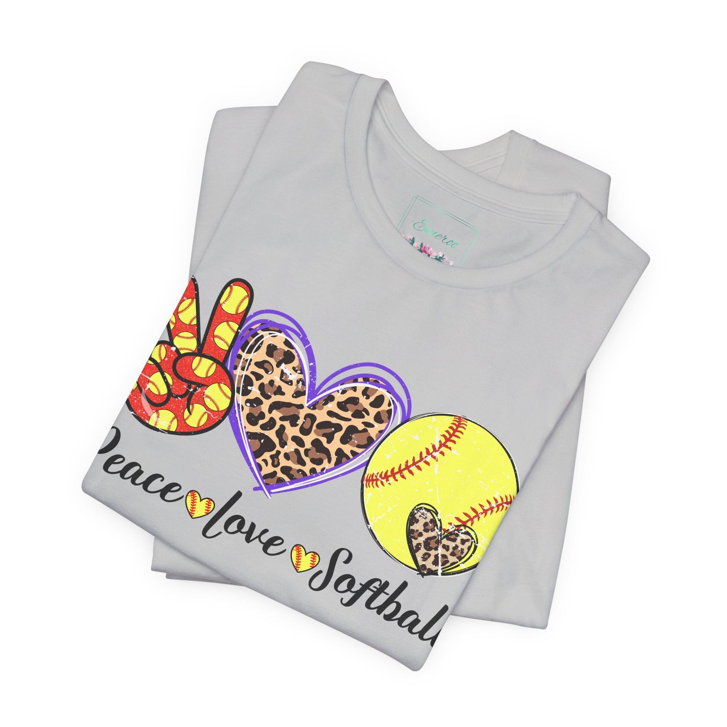 Peace Love Softball T Shirt (Light)
