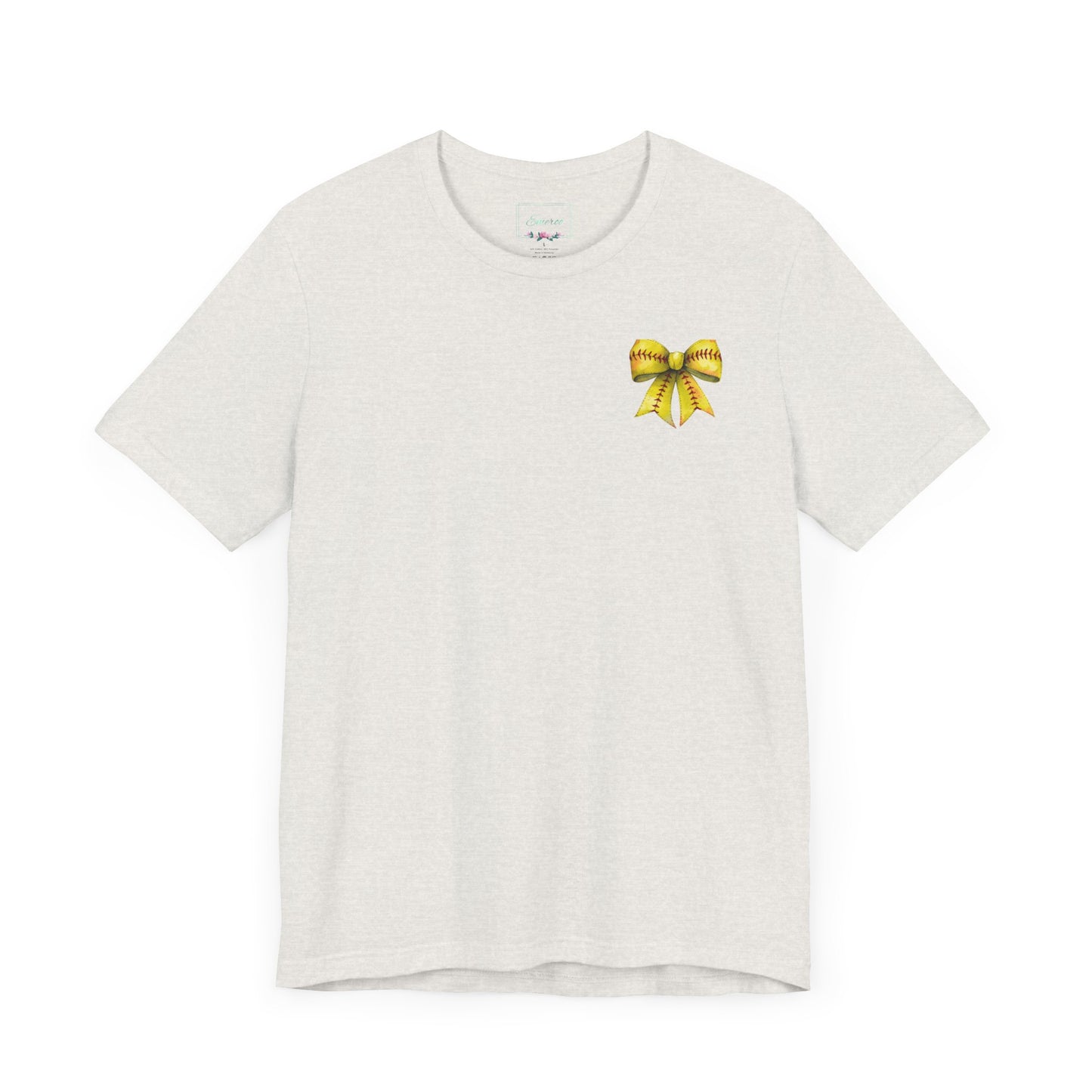 Coquette Bow Front Softball Mom  Rear T Shirt (Light)