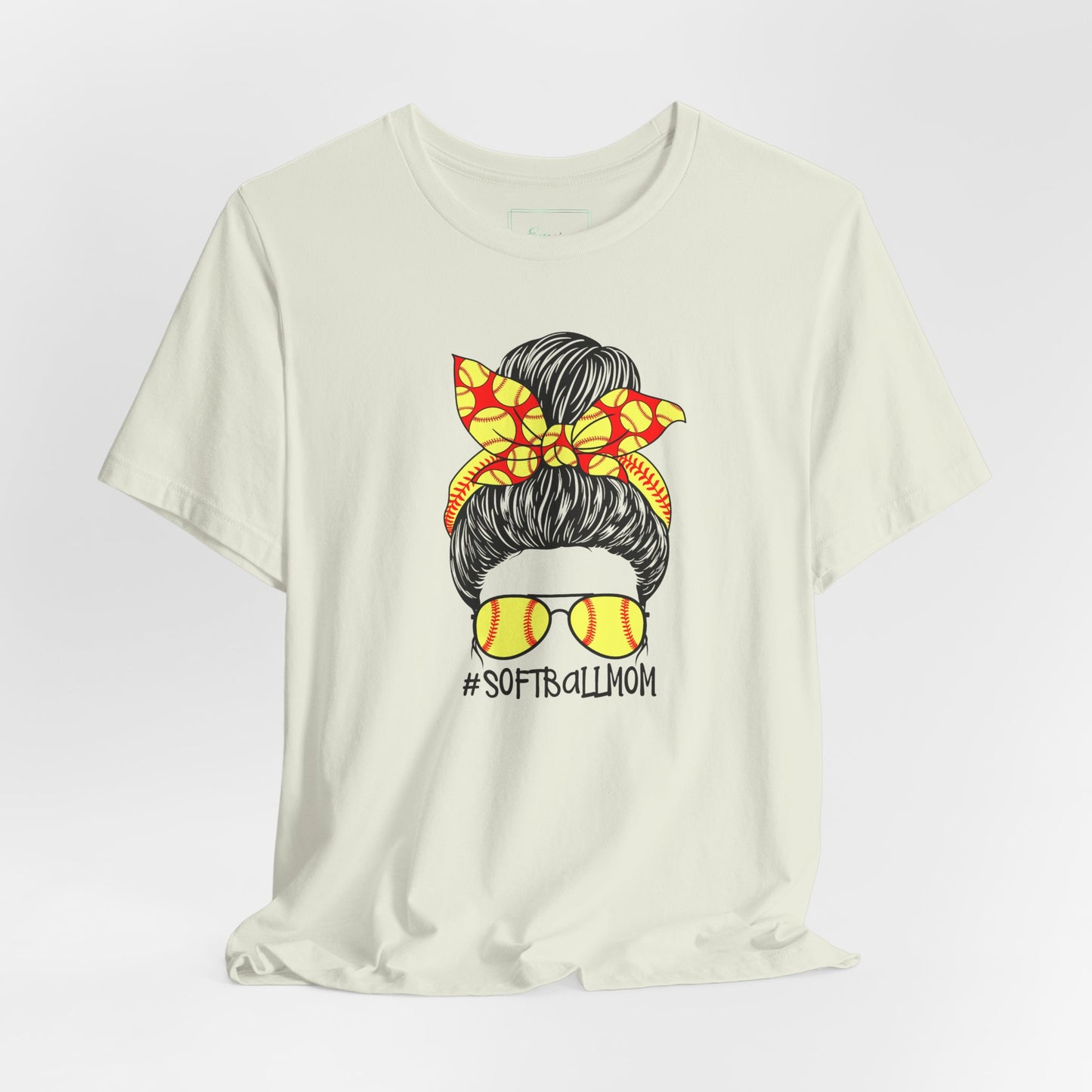 Softball Mom Messy Bun and Glasses T Shirt (Light)