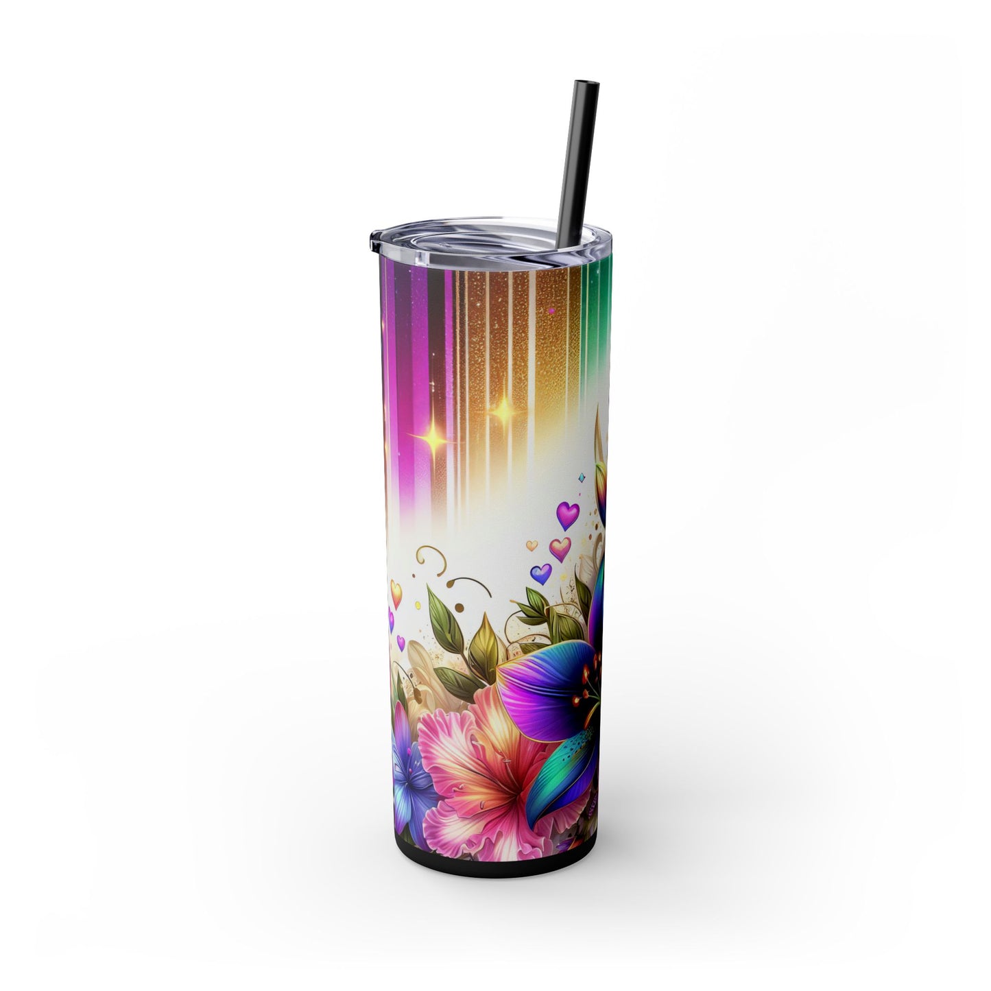 Colorful Orchid Skinny Tumbler with Straw, 20oz