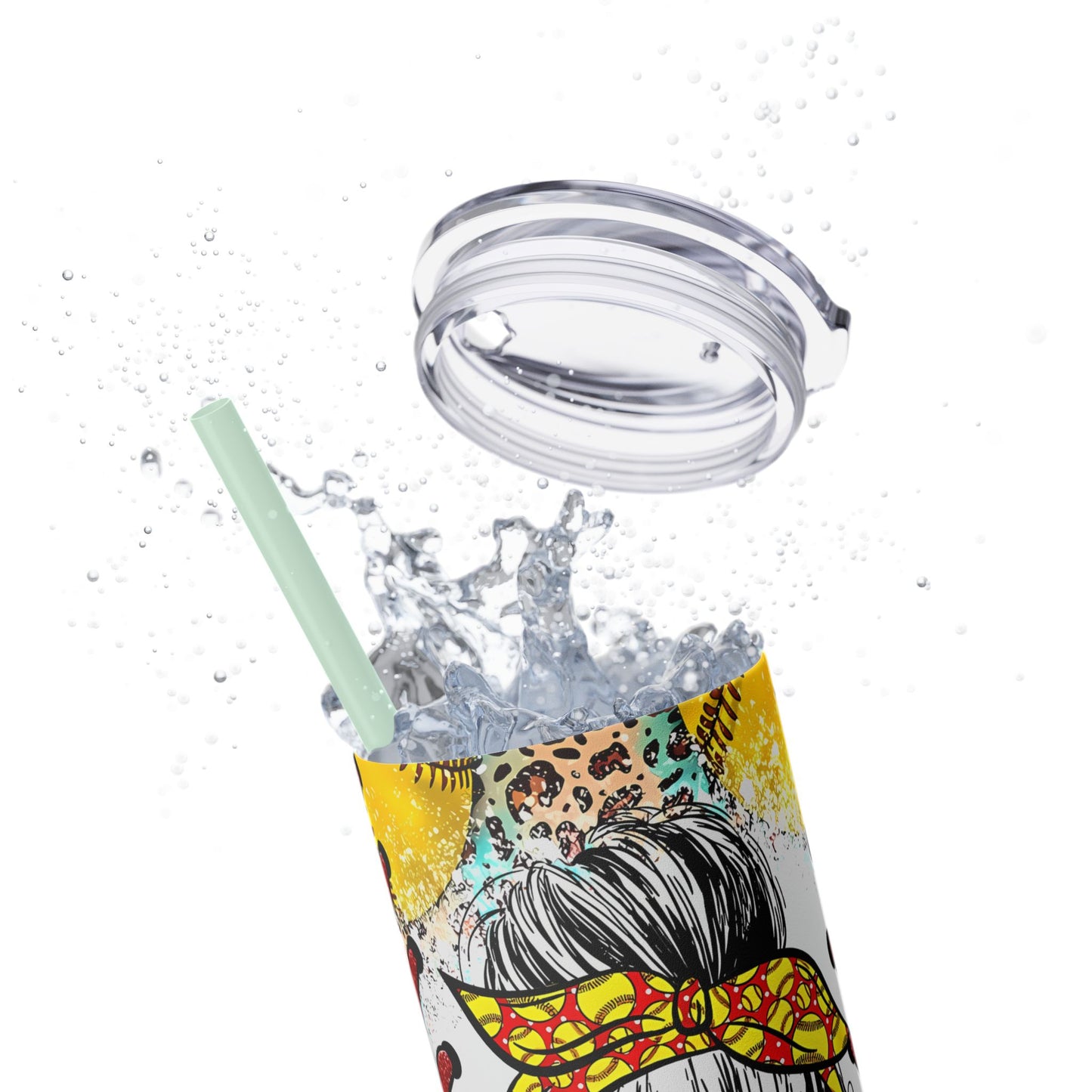 Softball Mom Skinny Tumbler with Straw, 20oz