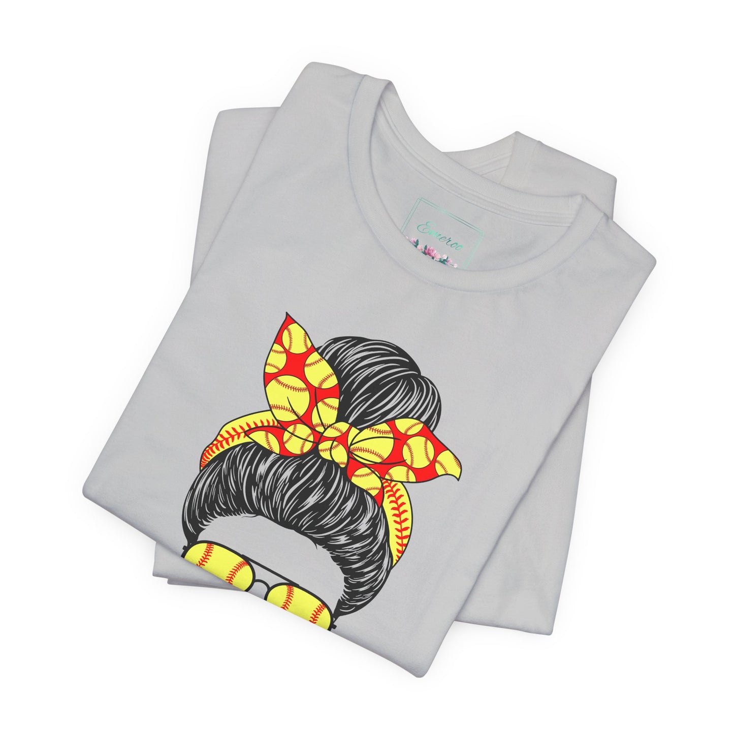 Softball Mom Messy Bun and Glasses T Shirt (Light)