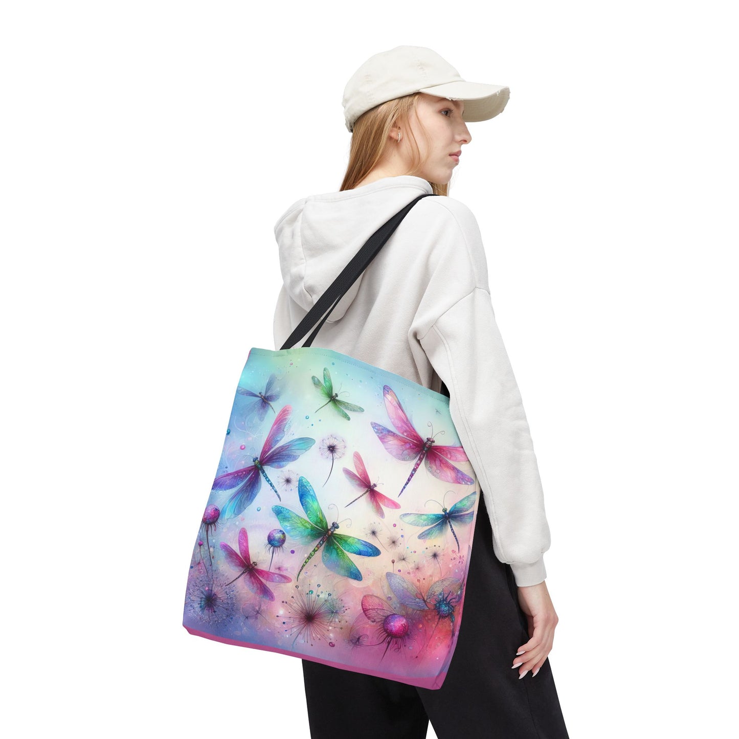 Dragonfly Tote Bag with Pastel Watercolor Design