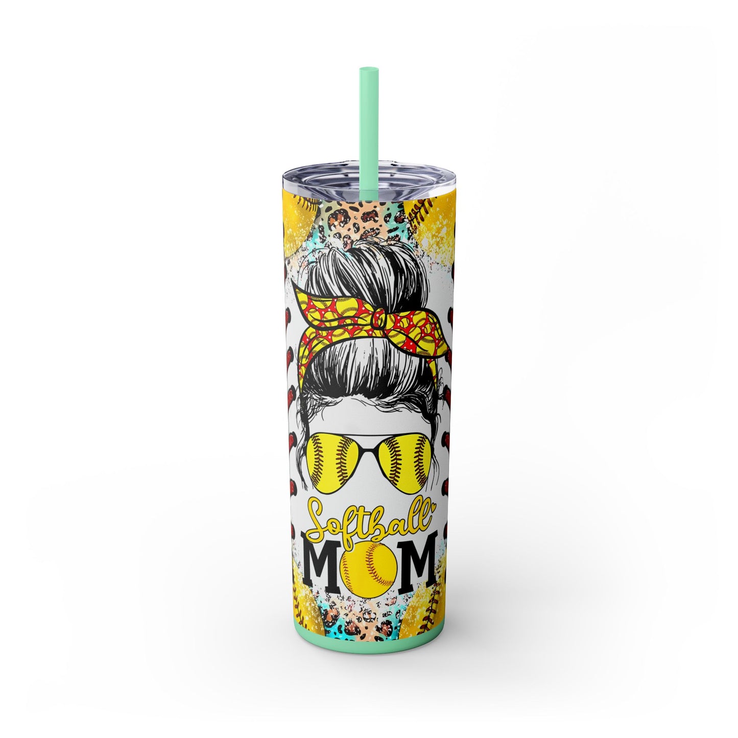 Softball Mom Skinny Tumbler with Straw, 20oz