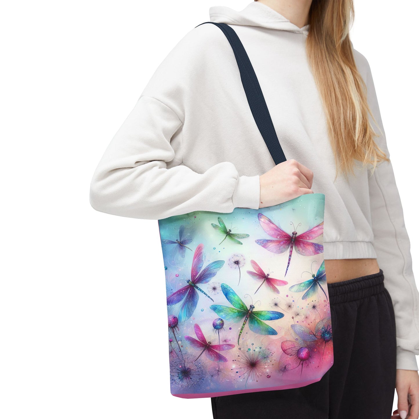 Dragonfly Tote Bag with Pastel Watercolor Design