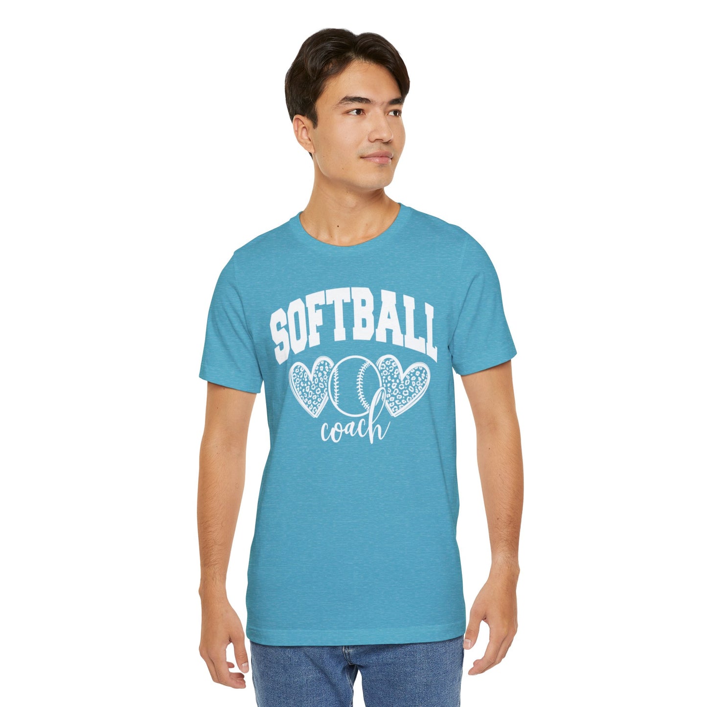 Softball Coach Hearts T Shirt (Light 2)