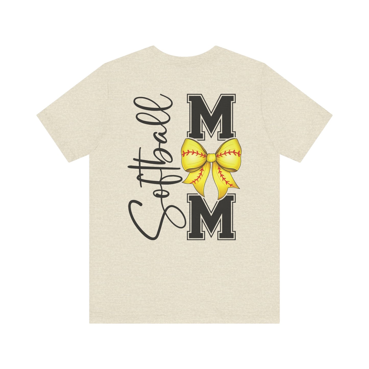 Coquette Bow Front Softball Mom  Rear T Shirt (Light)